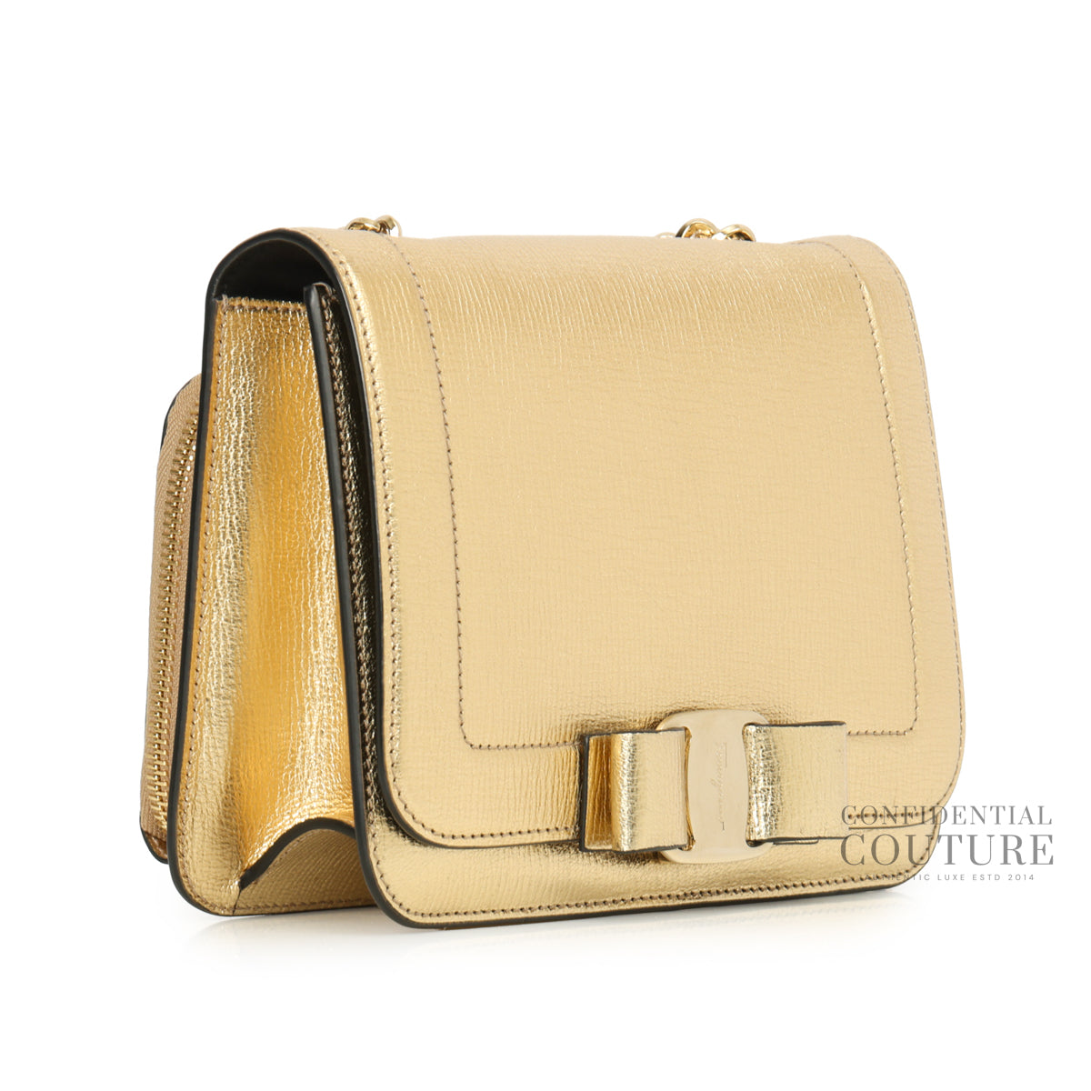 Vara Bow Metallic Leather Bag
