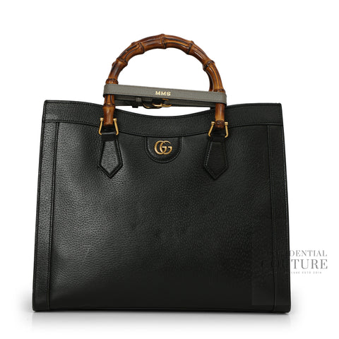 Diana Black Large Leather Tote Bag