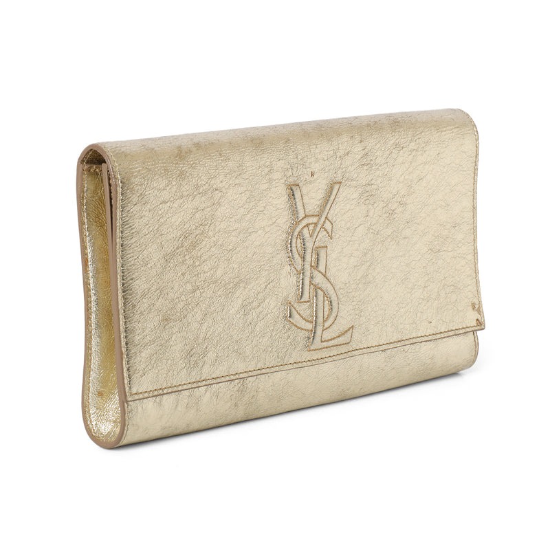 Pre-loved Yves Saint Laurent Belle De Jour Leather Gold Clutch Bag
