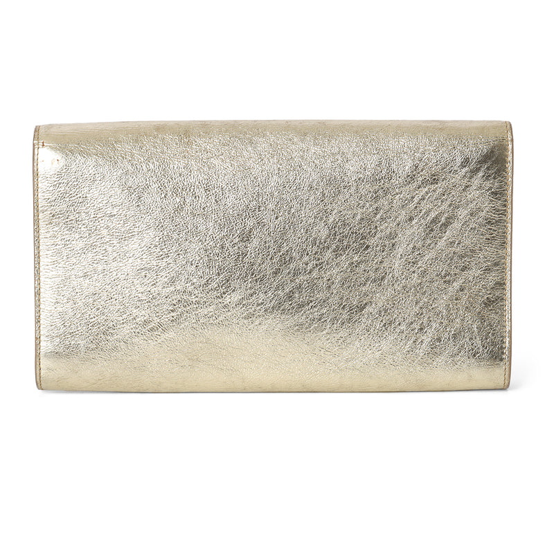 Women Yves Saint Laurent Belle De Jour Leather Gold Clutch Bag