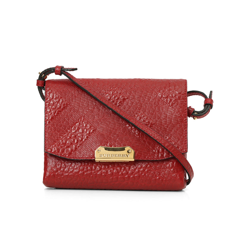 Military Red Embossed Langley Small Crossbody Bag