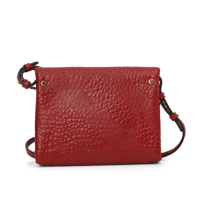 Military Red Embossed Langley Small Crossbody Bag