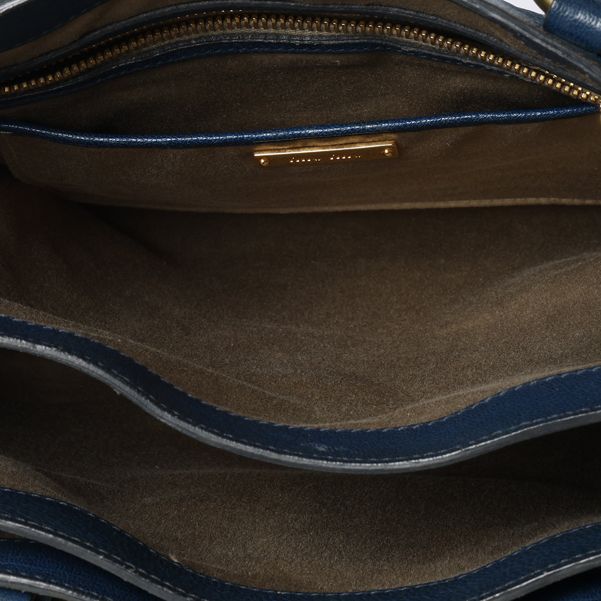 Blue leather tote bag