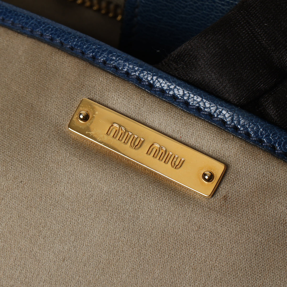 Blue leather tote bag