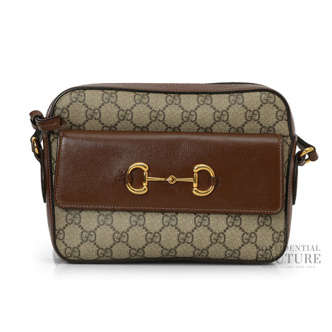 Beige/Brown GG Coated Canvas Horsebit 1955 Small Camera Bag