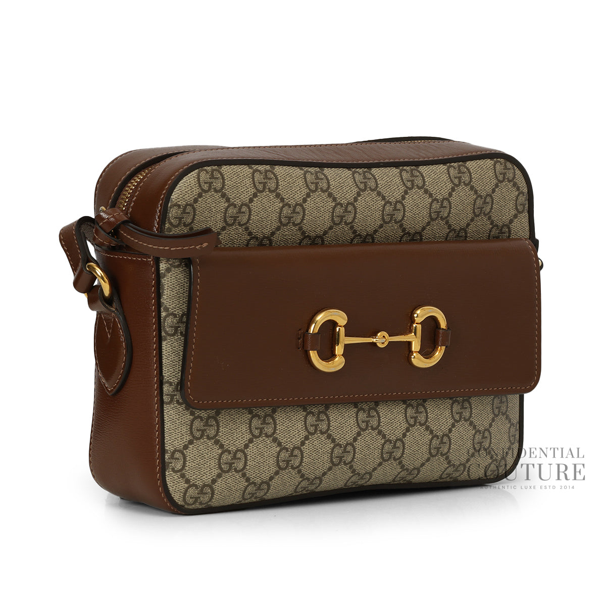 Beige/Brown GG Coated Canvas Horsebit 1955 Small Camera Bag