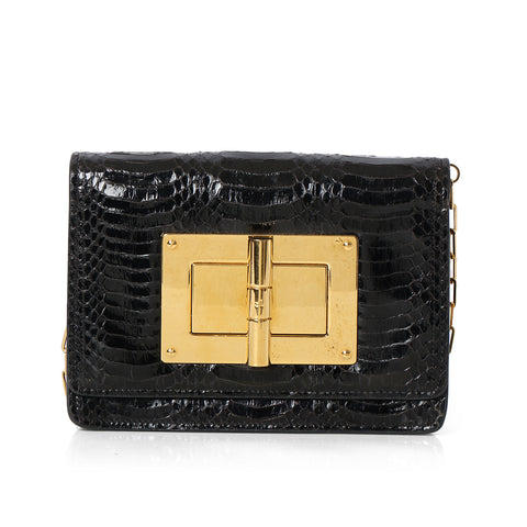 Natalia Black Python Shoulder Bag