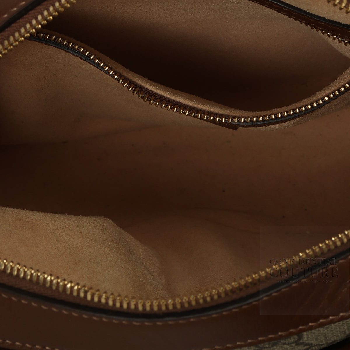 Beige/Brown GG Coated Canvas Horsebit 1955 Small Camera Bag