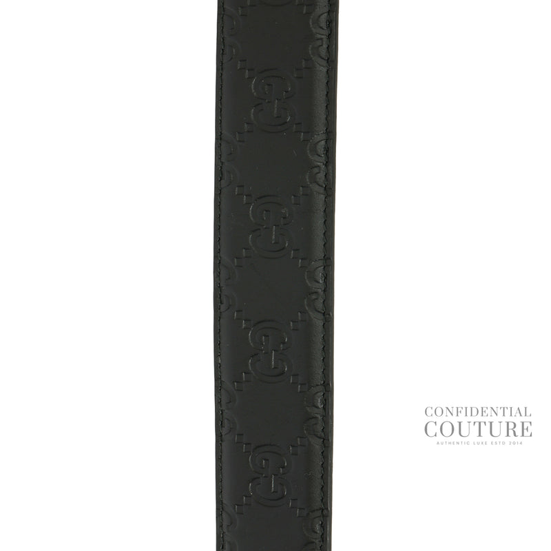 Pre-Loved Gucci Black Guccissima Leather Square Buckle Belt 95/38 – Leather Detail