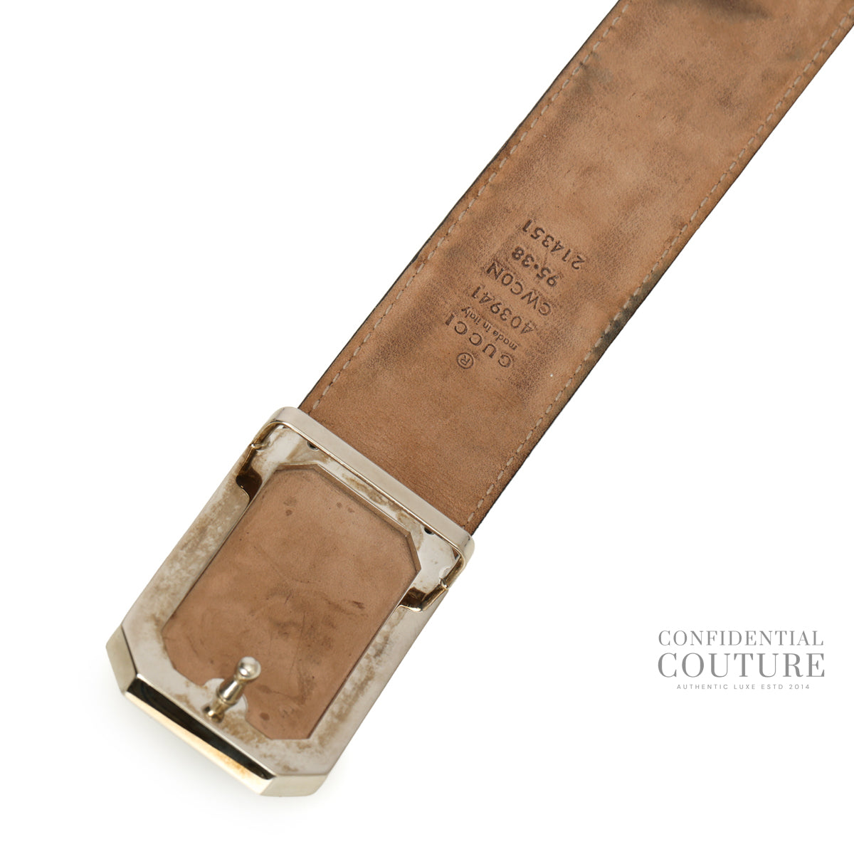 Black Guccissima Leather Square Buckle Belt- 95/38
