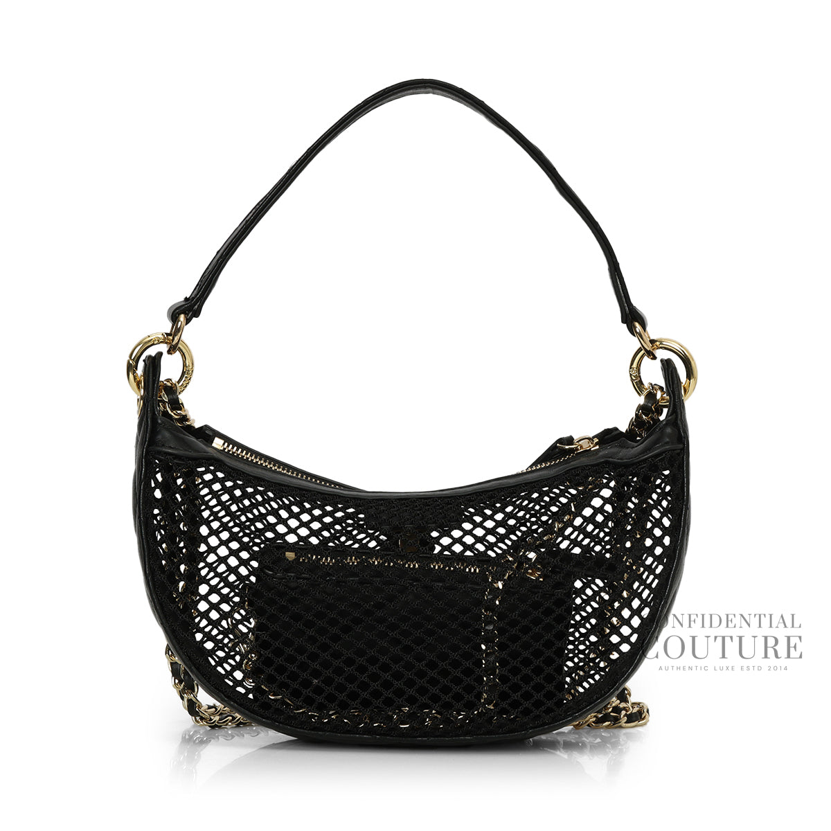 25S Black Half-Moon Clutch Mesh With Quilted Lambskin Cardholder (NO SERIAL CODE)