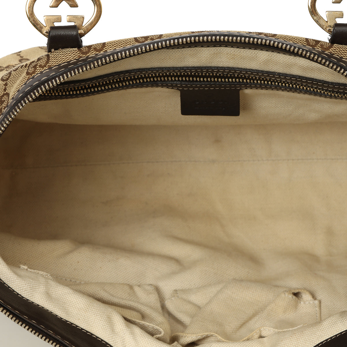 Beige/Brown GG Canvas and Leather Small Lovely Heart Tote