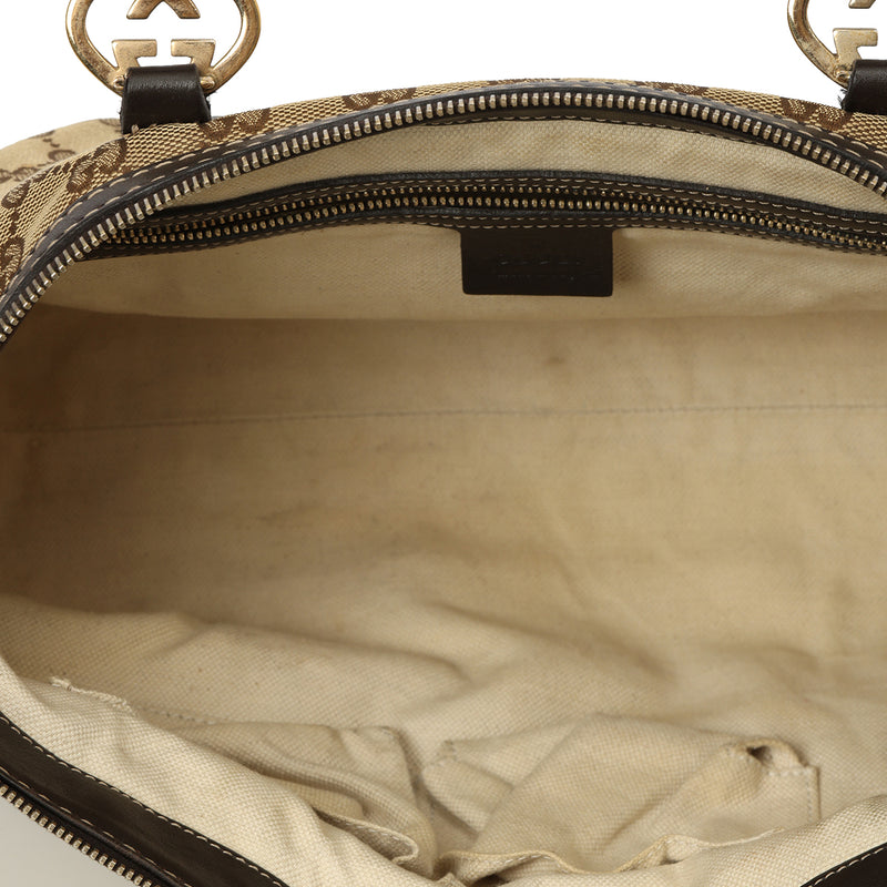 Beige/Brown GG Canvas and Leather Small Lovely Heart Tote