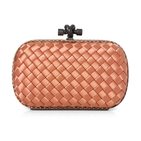 Knot padded Intrecciato Leather Clutch - Orange