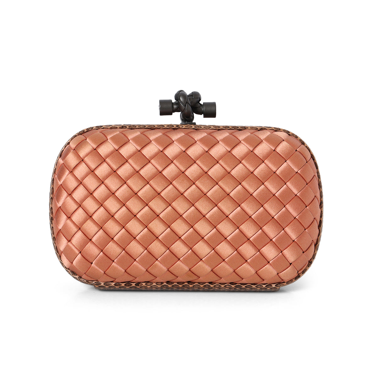 Knot padded Intrecciato Leather Clutch - Orange