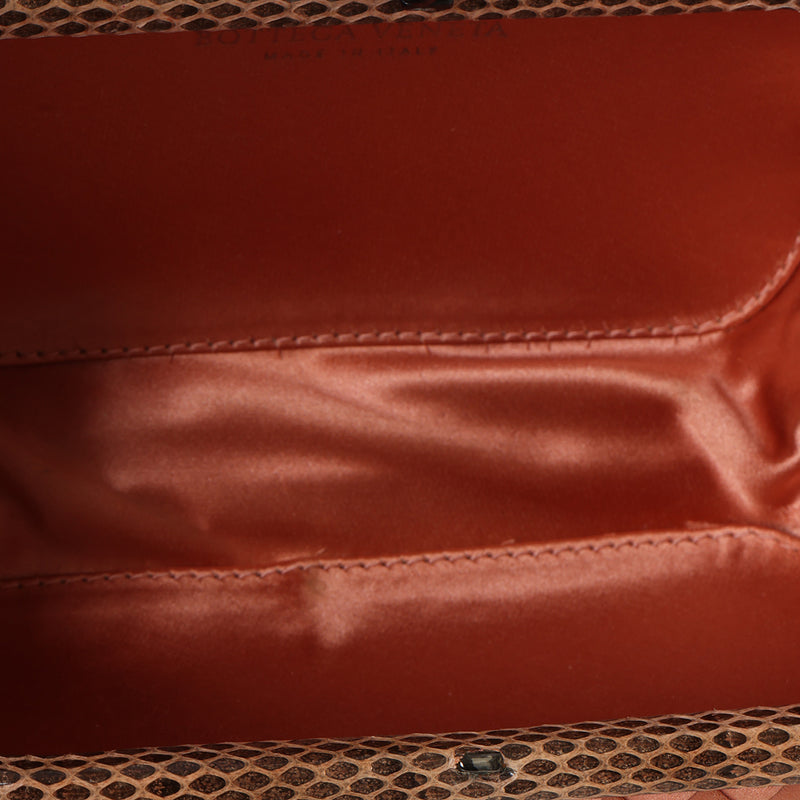 Knot padded Intrecciato Leather Clutch - Orange