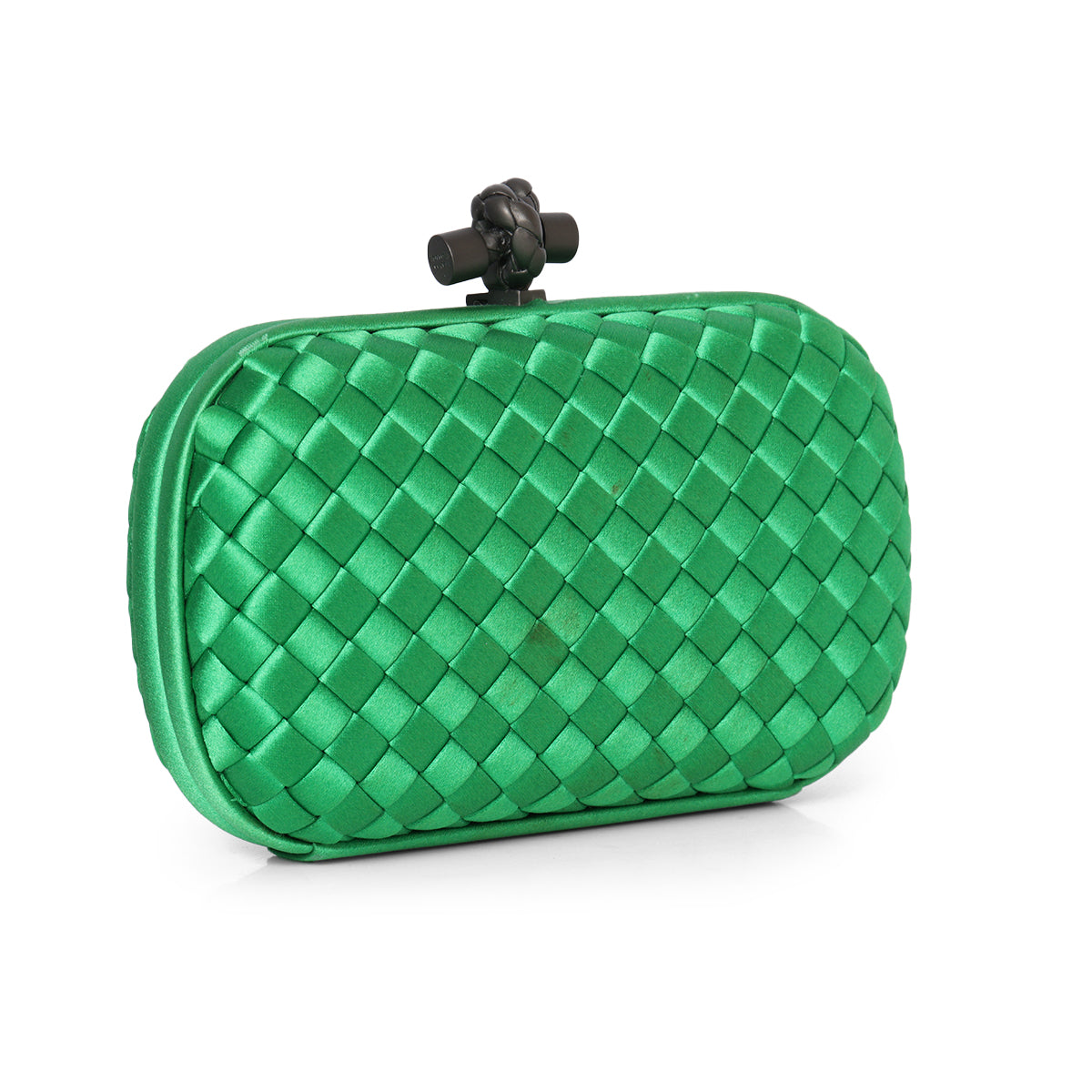 Knot padded Intrecciato Leather Clutch - Emerald Green