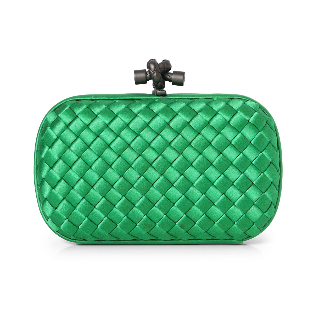 Knot padded Intrecciato Leather Clutch - Emerald Green