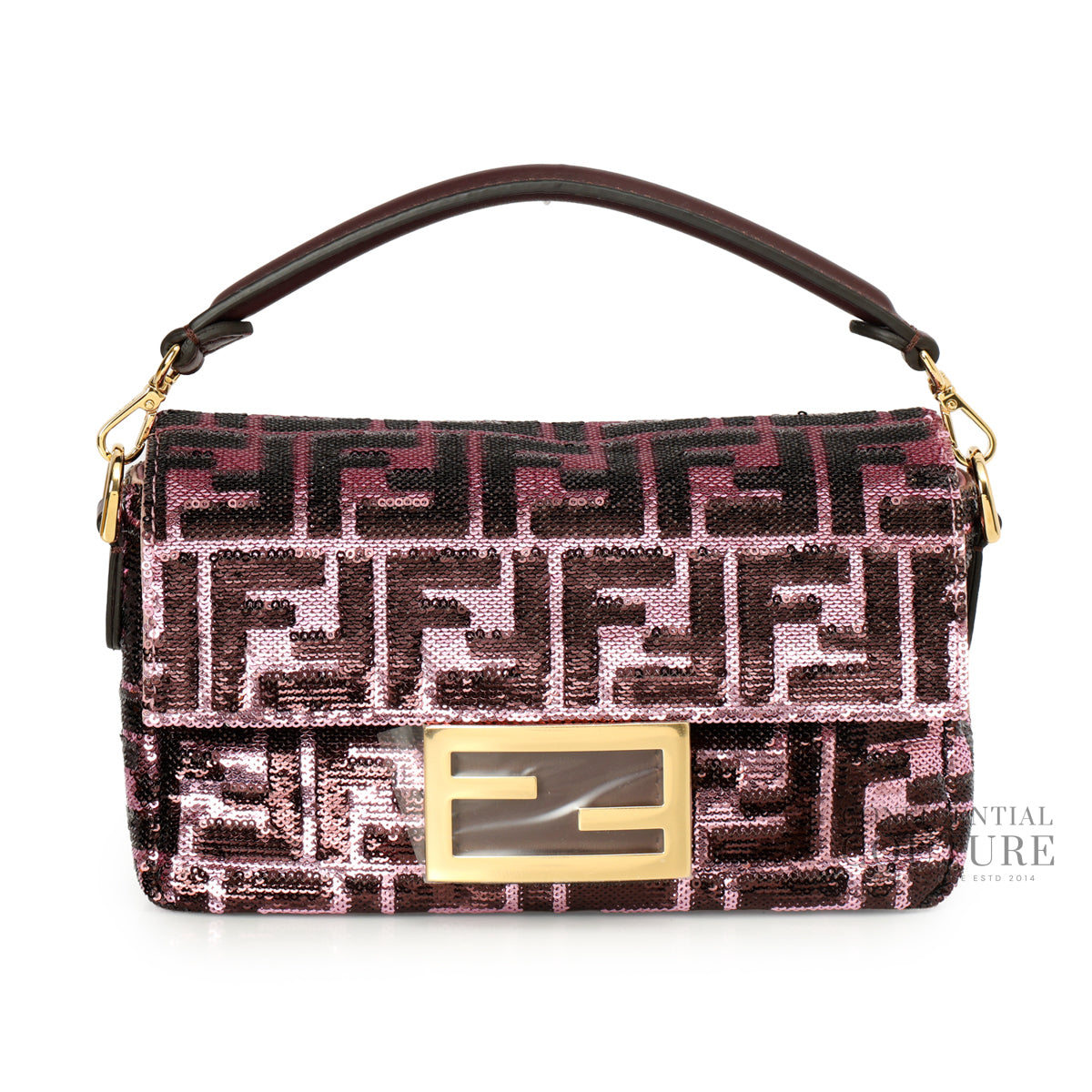Baguette Mini Pink & Burgundy FF Sequin Bag