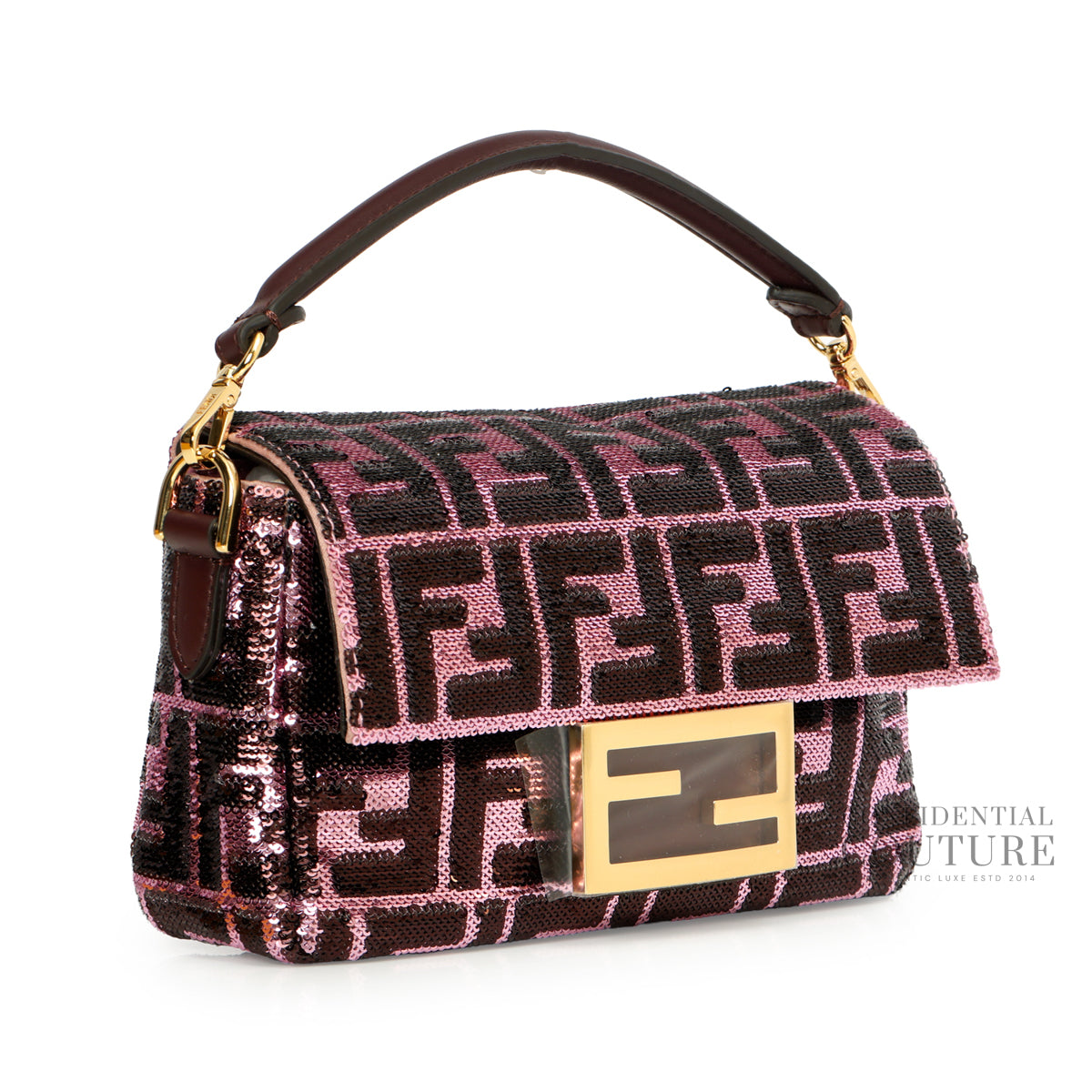 Baguette Mini Pink & Burgundy FF Sequin Bag