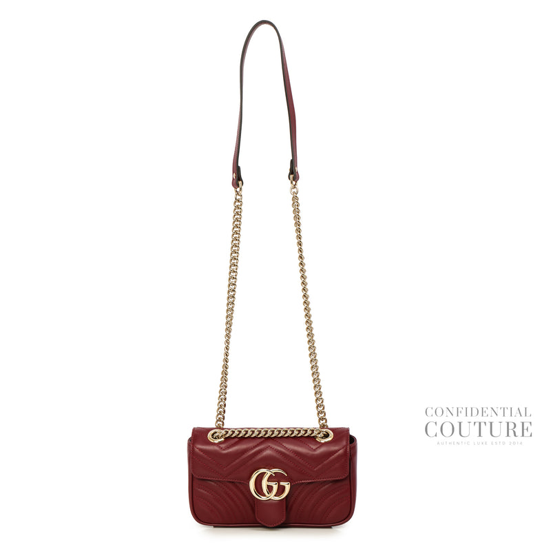 GG Marmont Rosso Ancora Red Leather Small Shoulder Bag