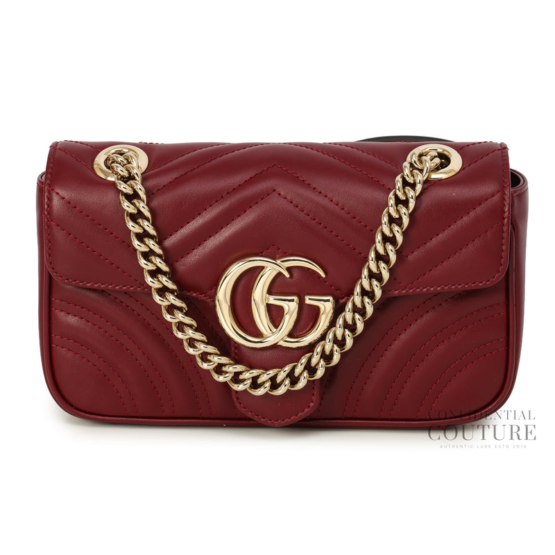 GG Marmont Rosso Ancora Red Leather Small Shoulder Bag
