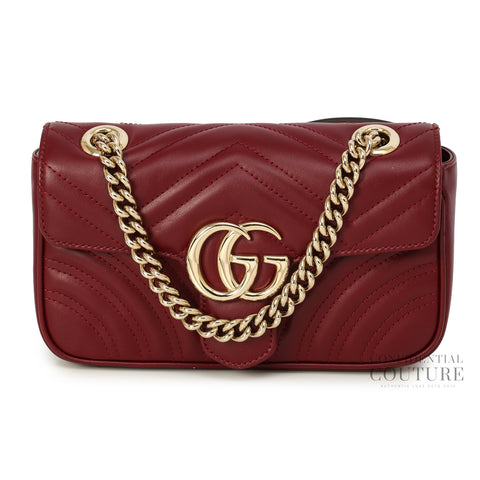 GG Marmont Rosso Ancora Red Leather Small Shoulder Bag