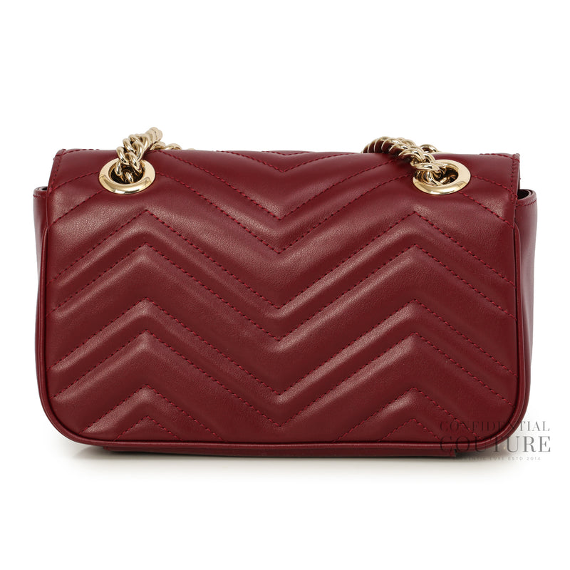 GG Marmont Rosso Ancora Red Leather Small Shoulder Bag
