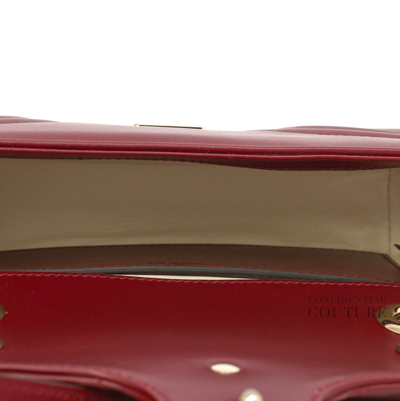 GG Marmont Rosso Ancora Red Leather Small Shoulder Bag