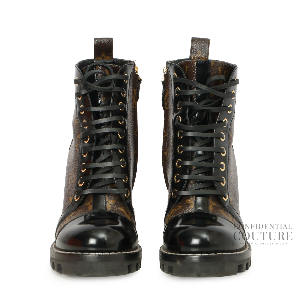 Star Trail Ankle Boot Black/Brown Patent And Coated Monogram Canvas | EU 35