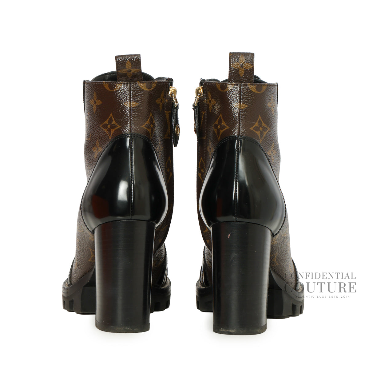 Star Trail Ankle Boot Black/Brown Patent And Coated Monogram Canvas | EU 35