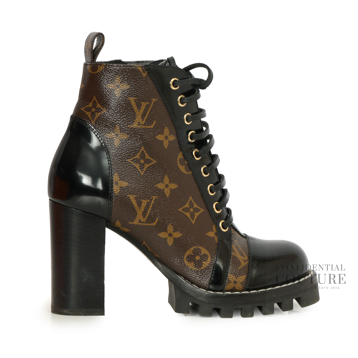 Star Trail Ankle Boot Black/Brown Patent And Coated Monogram Canvas | EU 35