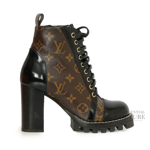 Star Trail Ankle Boot Black/Brown Patent And Coated Monogram Canvas | EU 35
