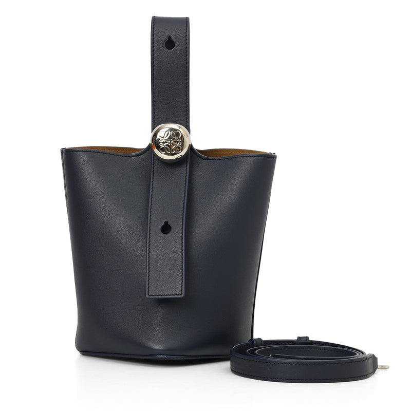 Mini Pebble Bucket Bag In Soft-Grained Calfskin