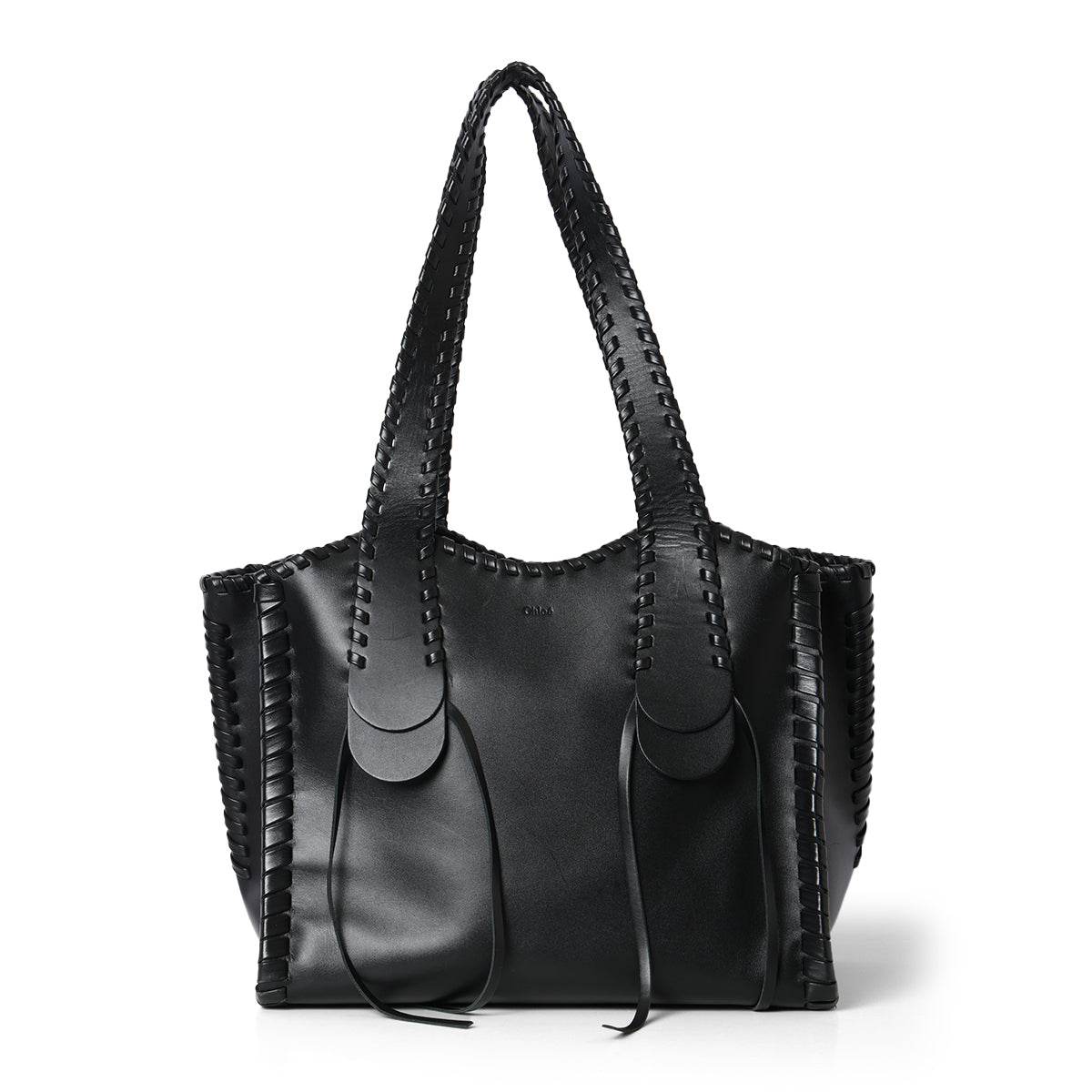 Black Leather Large Mony Tote