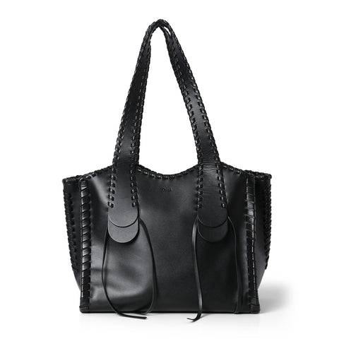Black Leather Large Mony Tote