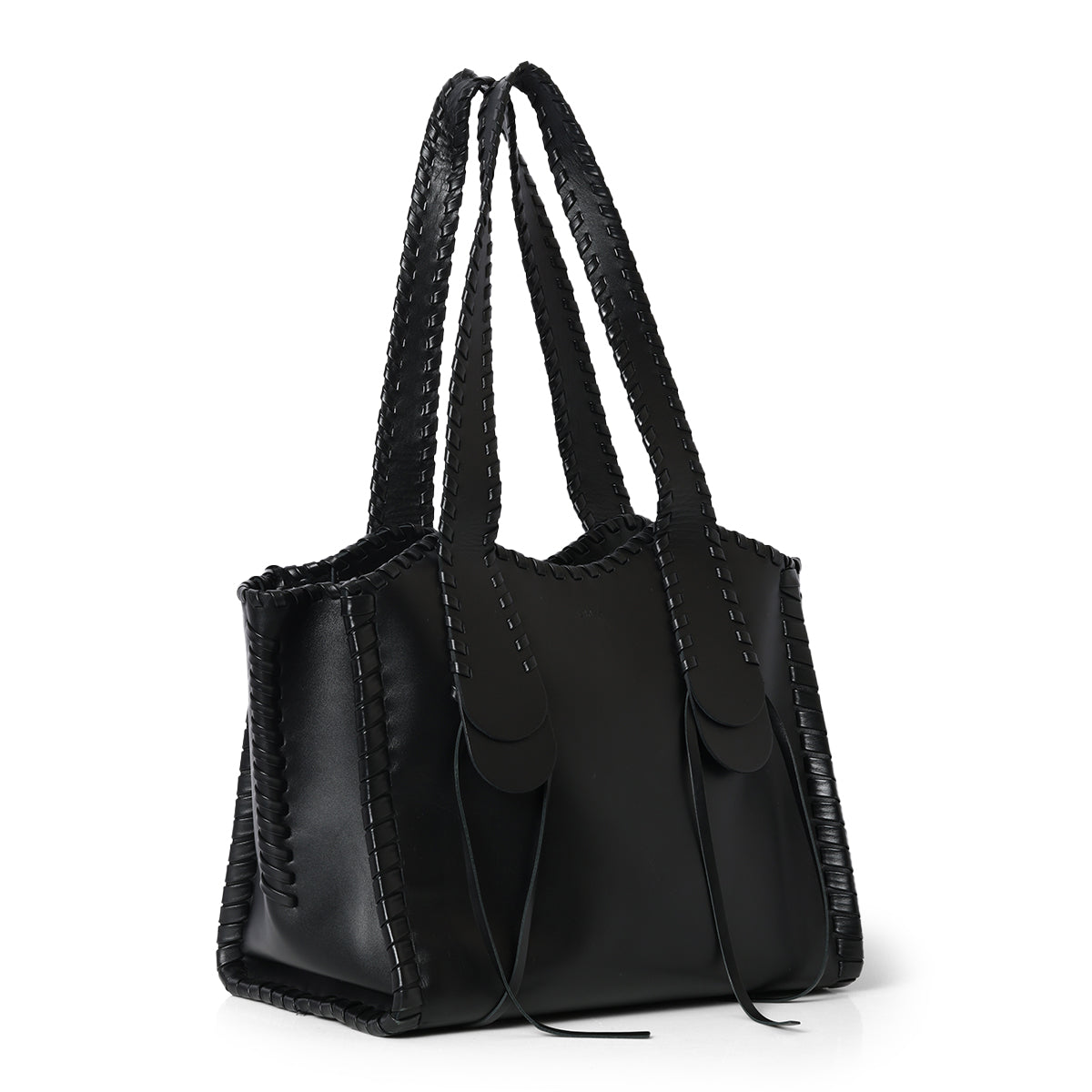 Black Leather Large Mony Tote