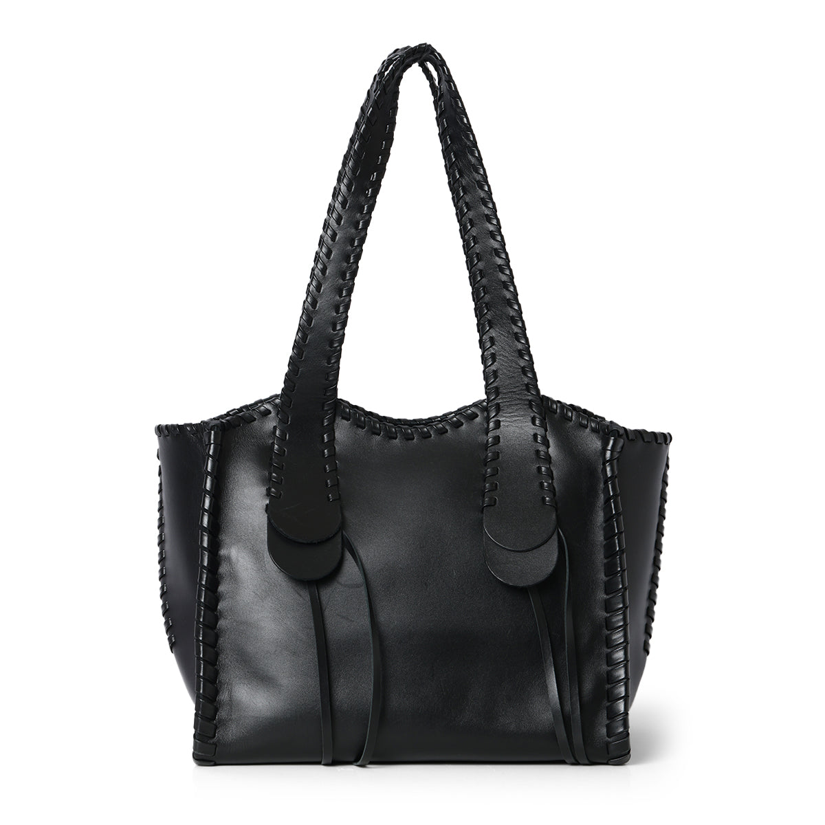 Black Leather Large Mony Tote