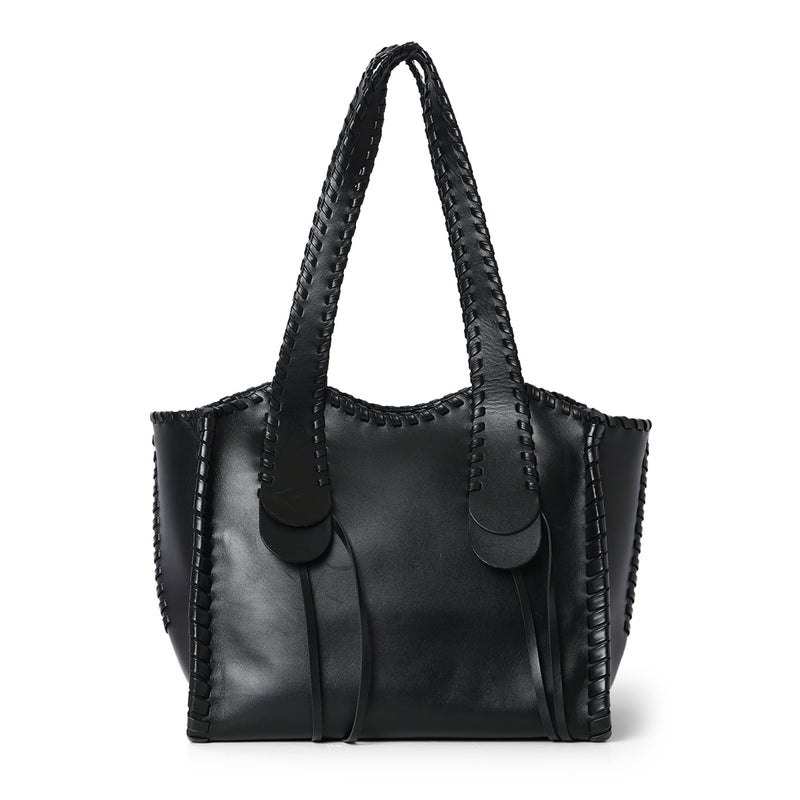 Black Leather Large Mony Tote