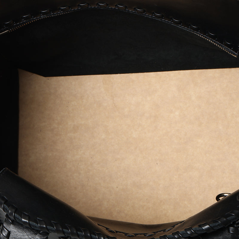 Black Leather Large Mony Tote