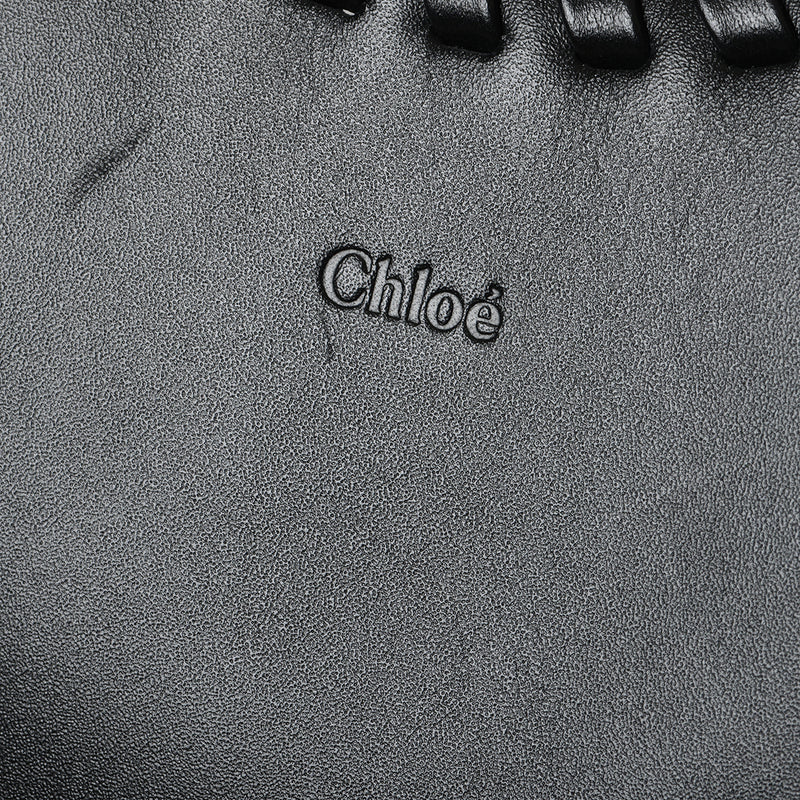 Black Leather Large Mony Tote