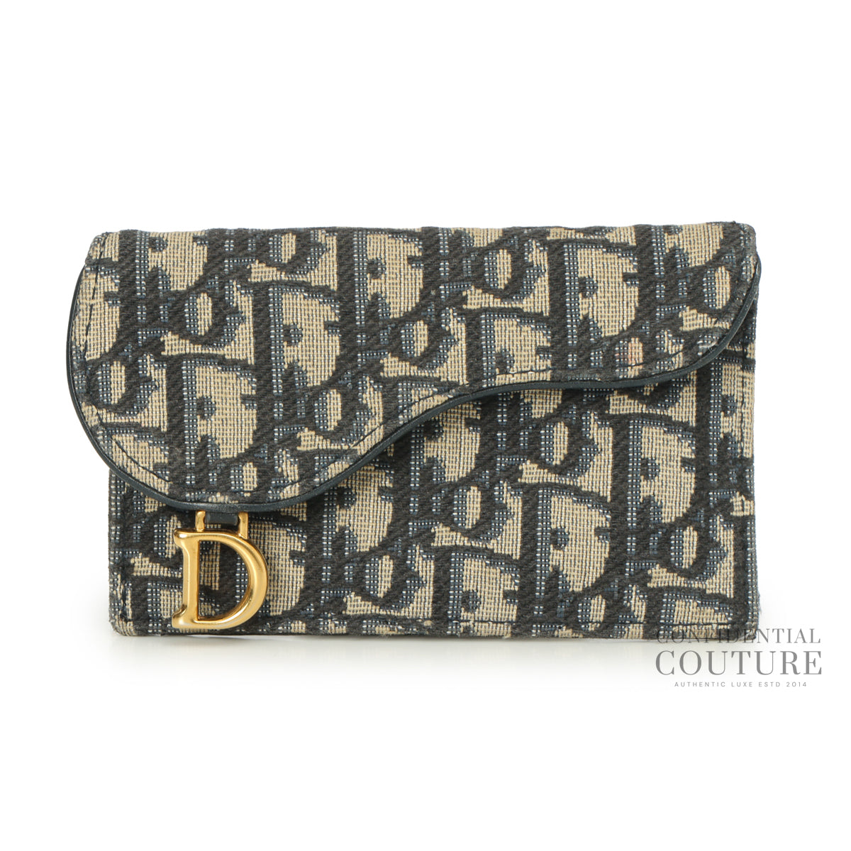 Oblique Saddle Cosmos Zipped Card Holder Blue