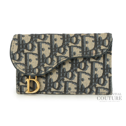 Oblique Saddle Cosmos Zipped Card Holder Blue