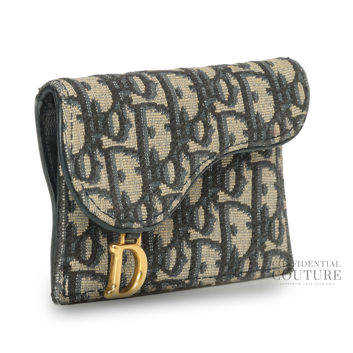 Oblique Saddle Cosmos Zipped Card Holder Blue