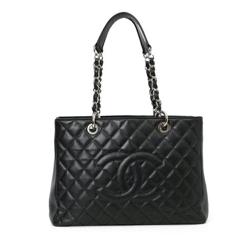 Black Caviar Leather Grand Shopping Tote GST