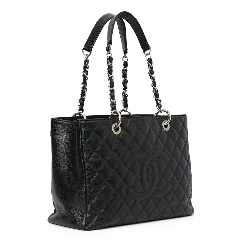 Pre-loved Chanel Black Caviar Leather Grand Shopping Tote GST