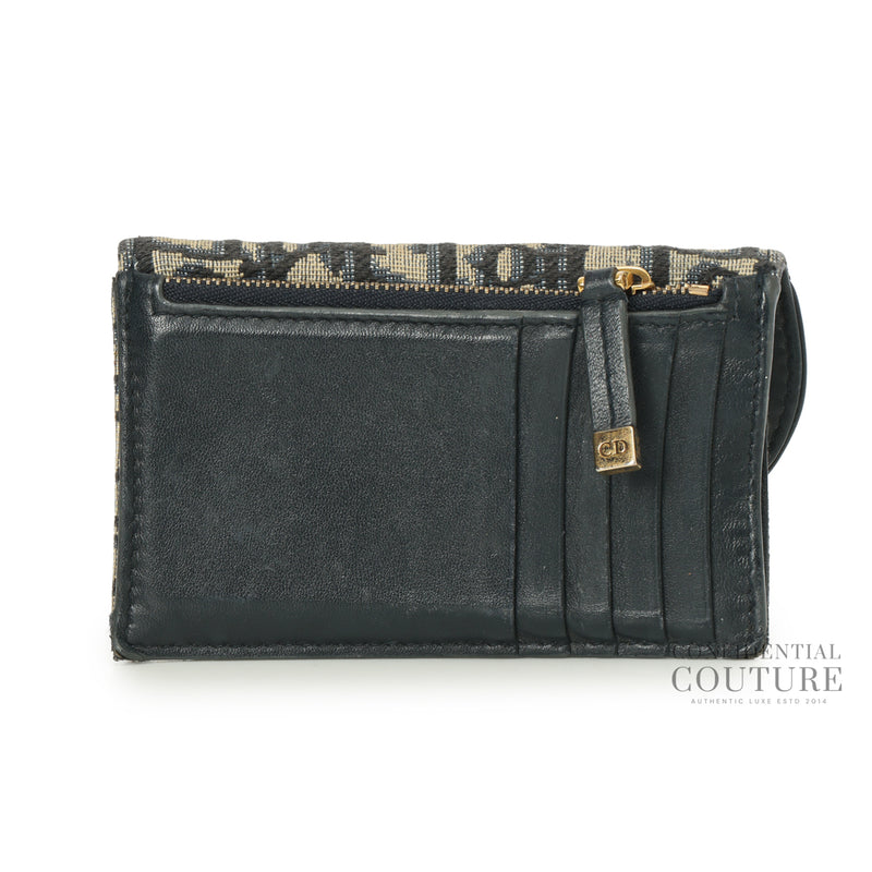 Oblique Saddle Cosmos Zipped Card Holder Blue
