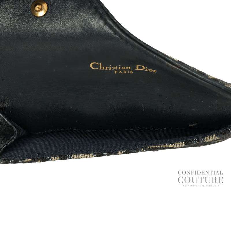 Oblique Saddle Cosmos Zipped Card Holder Blue