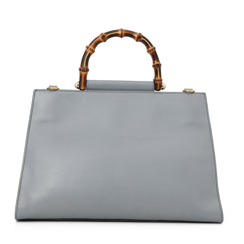 Grey Smooth Calfskin Nymphaea Large Top Handle Bag