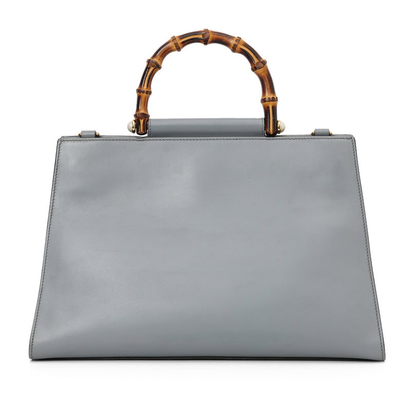 Grey Smooth Calfskin Nymphaea Large Top Handle Bag